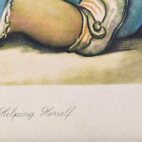 Vintage Herbert Dubler "Helping Herself" Framed Print | Girl with Cookie Jar Art | Children's Room Decor | Wall Decor | Retro Art