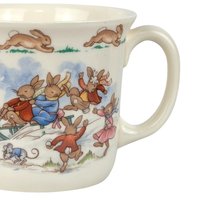 Vintage Royal Doulton Bunnykins Sledding Two Handled Mug, Children's Gift, Collectible Bunnykins Mug, Christening Gift, Nursery Decor
