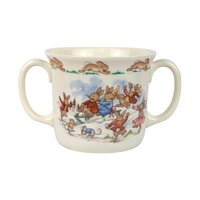 Vintage Royal Doulton Bunnykins Sledding Two Handled Mug, Children's Gift, Collectible Bunnykins Mug, Christening Gift, Nursery Decor