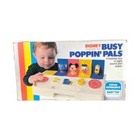 Vintage 1980 Disney Busy Poppin' Pals, Pop-Up Toy, Mickey Mouse, Donald Duck, Goofy, Preschool Toy, Collectible Toy