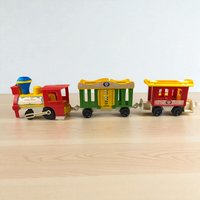 Vintage Fisher Price Little People Train, 3-Piece Train Set, 1973 Little People, Toy Train, Collectible Toy, Preschool Toy