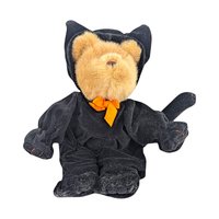 Vintage Halloween Bear Pair: Fiesta Vampire Bear & GAC Black Cat Teddy, Collectible Halloween Plush, Halloween Decor, Halloween Collector