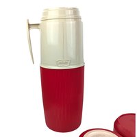 Vintage Red Thermos with Handle - Retro Kitchenware - Picnic Thermos - Insulated Beverage Container