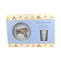 Vintage Royal Worcester Days of the Week 3-Piece Child Set, Mug, Bowl, Plate, Nursery Rhyme Decor, Baby Shower Gift, Christening Present