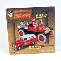 Vintage 1999 ERTL Hardware Hank Diecast Car Set - 1918 Ford Runabout & 1950 Chevy Panel Van Collectibles
