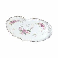 Antique Limoges W.G Floral Porcelain Platter - French Dresser Tray Vanity Decor