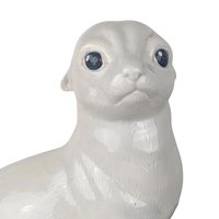 Vintage Ceramic Sea Lion Figurine, Hand-Painted White Sea Lion Sculpture, Nautical Decor, Ocean Animal Statue, Gift for Animal Lover