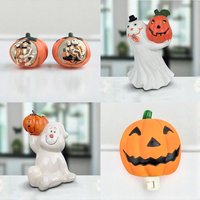 Vintage Ceramic Halloween Decor Lot - Ghost Figurines, Jack O' Lantern Nightlight, Tealight Holders - Spooky Home Decor, Halloween Gift