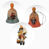 Vintage Anri Christmas Lot: 1989 Ornament, 1977 Bell, 1982 Annual Bell - Hand-Carved Collectibles
