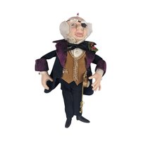 Vintage Christmas Pair: Kurt Adler Eye Patch Guy Ornament & Sitting Santa Clock Figurine - Unique Holiday Decor