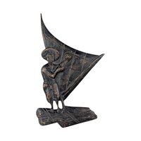 Vintage Carved Wood Sailor on Sailboat Wall Hanging, Nautical Decor, Gift for Him, Boating Enthusiast, Man Cave Art, 18 Inch