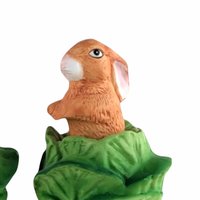 Vintage Bunny Figurines, Pair of Bunnies in Lettuce, Ceramic Bunnies, Easter Decor, Spring Decor, Collectible Figurines