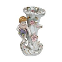 Vintage Ucagco Cherub Figural Bud Vase, Porcelain, Floral Decor, 6 Inches - Inspired by Camille Naudot, Dirty Interior, Small Vase