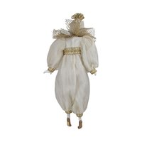 Vintage Cream and Gold Harlequin Doll, Porcelain Head and Limbs, 14 Inch Collectible Doll, Unique Gift for Doll Collectors