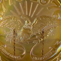 Vintage Indiana Glass Carnival Plate, US Centennial, American Eagle, Iridescent Glass, Collectible Plate, Patriotic Decor