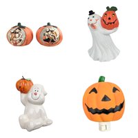 Vintage Ceramic Halloween Decor Lot - Ghost Figurines, Jack O' Lantern Nightlight, Tealight Holders - Spooky Home Decor, Halloween Gift