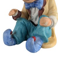Vintage UCAGCO Ceramic Clown Figurine, Sitting Clown with Blue Hat, Made in Japan