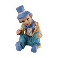 Vintage UCAGCO Ceramic Clown Figurine, Sitting Clown with Blue Hat, Made in Japan