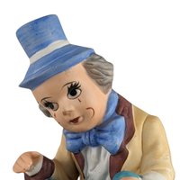 Vintage UCAGCO Ceramic Clown Figurine, Sitting Clown with Blue Hat, Made in Japan