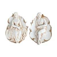 Vintage Lefton Wall Hangings Pair Ceramic Colonial Couple Figurines Romantic Decor Gift for Collector