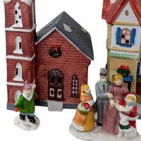 Vintage Dickens Collectibles Porcelain Lighted Houses Set, Christmas Village Display, Holiday Decor, Christmas Decoration