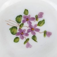 Vintage Fenton Violets in the Snow Milk Glass Dish | Ruffled Candy Dish | Trinket Dish | Collectible Glassware
