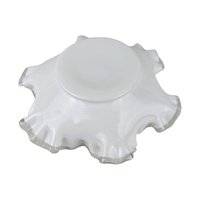 Vintage Fenton Violets in the Snow Milk Glass Dish | Ruffled Candy Dish | Trinket Dish | Collectible Glassware