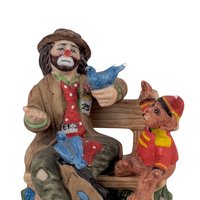 Vintage Flambro 3" Emmett Kelly Jr. Feeding Birds Figurine, Ceramic Clown, Collectible Figurine, Gift for Bird Lover, Circus Decor