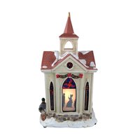 1998 Mr. Christmas Village Square Lighted Silhouette Church, Vintage Ceramic Christmas Decoration, Holiday Decor, Gift for Collector
