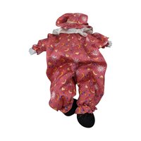 Vintage 18" Porcelain Clown Doll with Moon & Sun Outfit, Hand-Painted Face, Made in China, Decorative Collectible