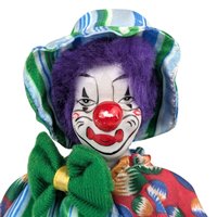 Vintage Ganz Shelf Sitter Clown, Porcelain, Fabric Costume, 14 Inches, Collectible Clown Doll, Display Doll