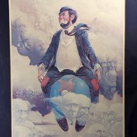 Vintage Robert Owen Clown Print, "Top of the World" Art, Whimsical Wall Decor, Gift for Art Collectors, Framed Clown Artwork