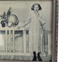 Vintage Swedish Mourning Print, Framed Art, Children, Symbolic Art, Antique Decor, Small Wall Art, Unique Gift, Historical Print