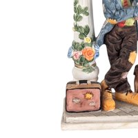 Vintage Crosa Quartz Clock, Hobo and Dog Figurine, Table Clock, Collectible Clock, Whimsical Decor, Unique Gift, Home Decor