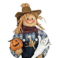 Vintage 13" Fabric Mache Scarecrow and Witch Figurines | Halloween Decor | Fall Decor | Collectible Figurines