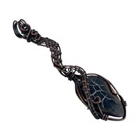 Handmade Septarian Pendant, Copper Wire Wrapped Gemstone Jewelry, Unique Gift for Women, Oxidized Copper Pendant, Black and Tan Septarian