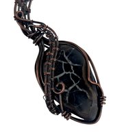 Handmade Septarian Pendant, Copper Wire Wrapped Gemstone Jewelry, Unique Gift for Women, Oxidized Copper Pendant, Black and Tan Septarian