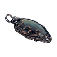 Handmade Labradorite Pendant | Copper Wire Wrapped | Green, Blue & Yellow Hues | 2.5" | Unique Gift