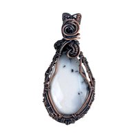 Copper Wire Wrapped Dendritic Opal Pendant | Unique Artisan Jewelry | Handmade Natural Stone Necklace | Bohemian Style Gift for Her