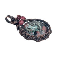 Copper Wire Wrapped Pendant with Skull and Cross | Unique Gothic Jewelry | Handmade Statement Necklace | Bohemian Style Accessory