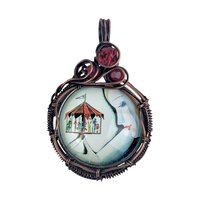 Copper Wire Wrapped Necklace with Female and Carousel Design | Unique Artisan Jewelry | Handmade Statement Piece | Whimsical Fashion