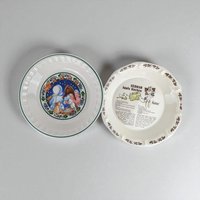 Vintage Watkins Pie Plates, Set of 2, German Apple Kuchen, Christmas Wish Recipe, Collectible Kitchenware, Baking Dish