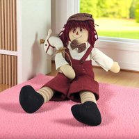 Vintage Folk Art Raggedy Andy Doll - 17" Handmade Cloth Doll