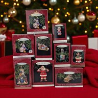 Vintage Hallmark Ornament Lot - 90s Keepsake Ornaments with Boxes - Mickey, Elves, Santa, & More