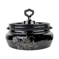 Vintage L.E. Smith Mt. Pleasant Black Glass Bean Pot with Lid | Black Amethyst Glassware |  Collectible Kitchenware | Serving Dish