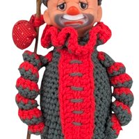 Vintage Hand Crocheted Hobo Clown Doll | Handmade Clown | Crochet Doll | Collectible Doll | Unique Gift