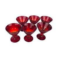 Set of 6 Vintage Viking Glass Mt. Vernon Pineapple Stem Ruby Red Sherbet Glasses | Elegant Glassware | Dessert Glasses | Collectible Glass