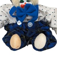 Vintage Clown Doll with Plaid and Polka Dots | Collectible Clown Doll | Whimsical Doll | Toy Collector | 8-inch Doll