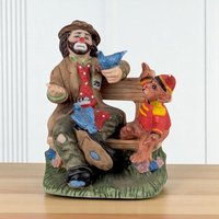 Vintage Flambro 3" Emmett Kelly Jr. Feeding Birds Figurine, Ceramic Clown, Collectible Figurine, Gift for Bird Lover, Circus Decor