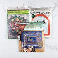 Vintage Christmas Craft Kits, 1970s-90s Needlecraft & Quilt Kits, Daisy Kingdom, Paragon, Canvas Capers, DIY Christmas Decor